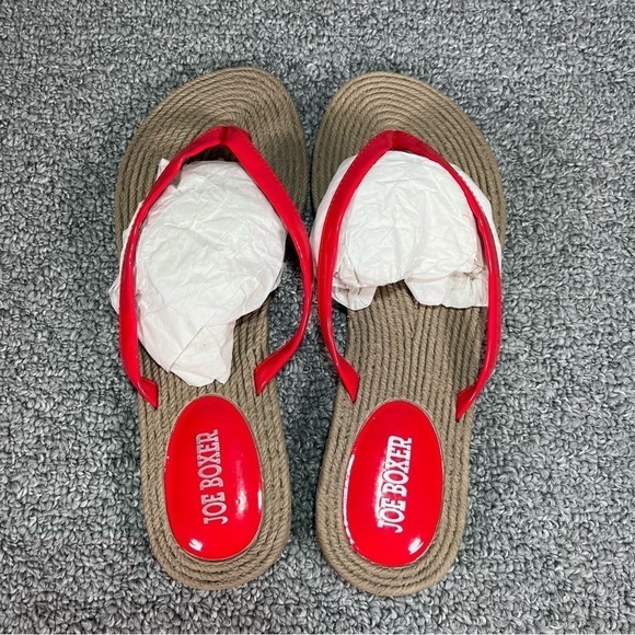 Joe Boxer Sandals Flip Flops Red Womens Size 7/8 New - Picture 7 of 9